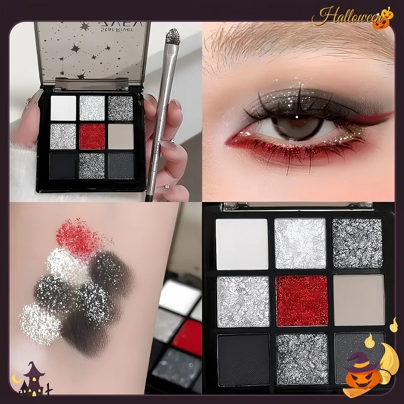 Paleta 9 Tonos Sombras Humo Gel Brillo Intenso