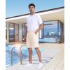 ChicCharm Men's Stretch Cotton Linen Shorts Casual Drawstring Relax Fit