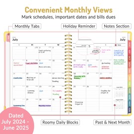 Forvencer Academic Planner 2024-2025, Weekly & Monthly Calendar Planner, from July 2024 - June 2025, 8.5" x 11", School Year Daily Planner with Month Tab, Hardcover Agenda Book Planner, Exquisite School College Planner for Student Teacher Office (A4, Pin