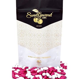 SweetGourmet Licorice Pastels, Pink and White Candy Coated Licorice Bites - Crunchy, Soft and Chewy - 1 Pound Bag