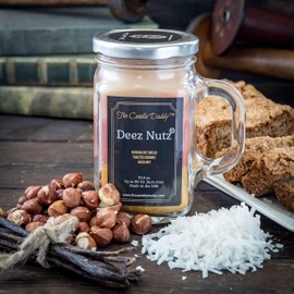 Deez Nutz Scented Candle - Banana Nut Bread,Toasted Coconut,Hazelnut Scented Triple Layer Candle-10.5 oz Mason Jar Candle Funny Gag Joke Candle Poured in Small Batches in USA- The Candle Daddy,Brown