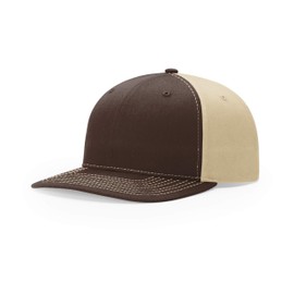 Richardson Unisex 312 Twill-Back Trucker Adjustable Backstrap Baseball Cap, Split Brown/Khaki, One Size Fits Most