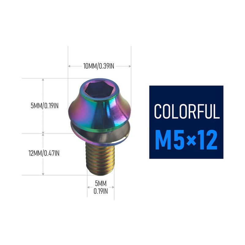 M5x12mm Titanium Bolts with Washers MTB Bike Bicycle Water Bottle