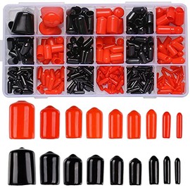300 Pieces Vinyl End Caps Black and Red Screw Bolt Screw Rubber Thread Protector Safety Cover in 9 Sizes Form 0.08 to 0.8 Inch