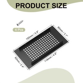 PATIKIL 6 x 3 Inch Door Air Vent Cover, Aluminum Grille Ventilation Cover Louvered Diamond Hole with Mounting Screws for Cabinet Wardrobe Door, Black