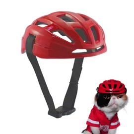 Dog Helmet Pet Hat for Cats Dog Helmet Outdoor Riding Puppy Cap Adjustable Rope Belt Pet Helmets for Small Medium Large Dogs Safety Helmets (Red, S)
