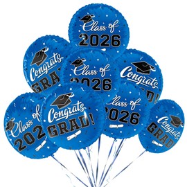 Suministros y decoraciones para fiestas de graduación de clase 2026 – 12 globos azules de 18 pulgadas para celebraciones memorables de graduación