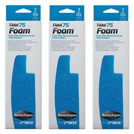 Seachem 3 Pack of Tidal 75 Foam Filter Replacements, 2 Filters Each