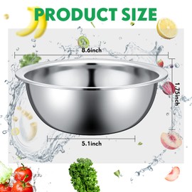 Pinkunn Set of 12 Stainless Steel Mixing Bowls Bulk Nesting Metal Salad Bowls Food Mixing Bowls Baking Prep Reusable Large Bowl for Kitchen Restaurant Home Cooking, Silver(8.66 x 3 Inch)