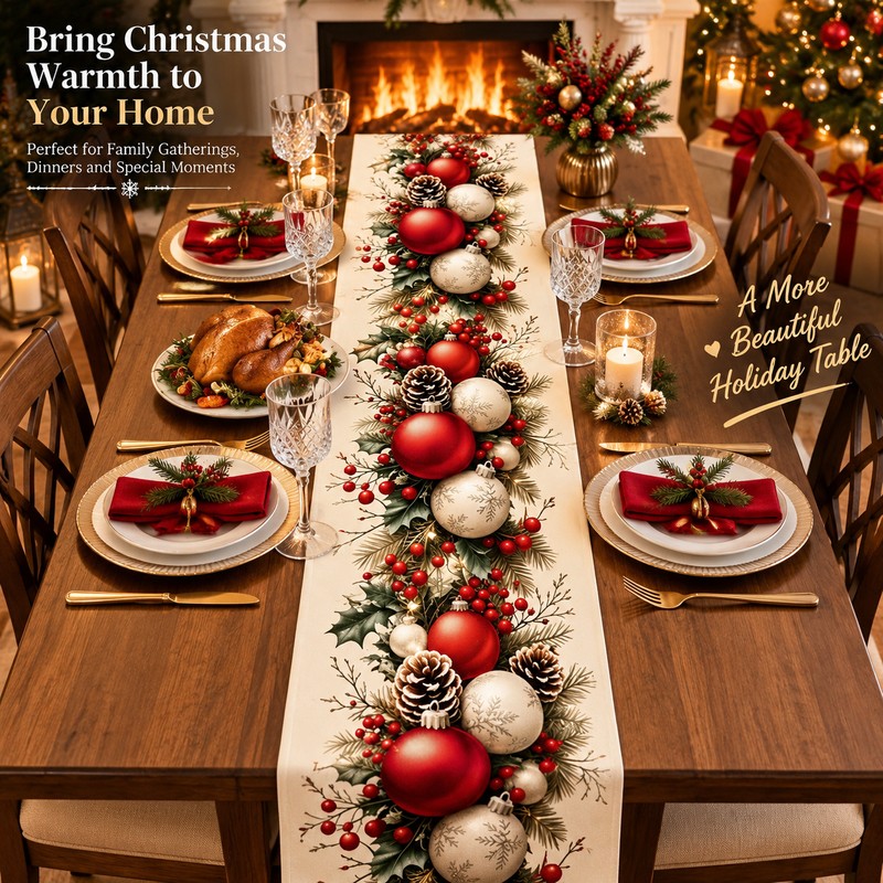 Christmas Table Runner for Holiday Home Decor – Festive Rectangular
