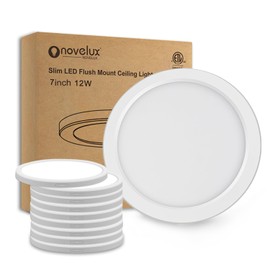 NOVELUX 7 in LED Ceiling Light Flush Mount,ETL Listed Ultra Slim 0.63" Thick Round Flat Ceiling Lamp Dimmable 5000K Ceiling Light Fixtures for Bathroom, Kitchen, Closet,10 Pack White
