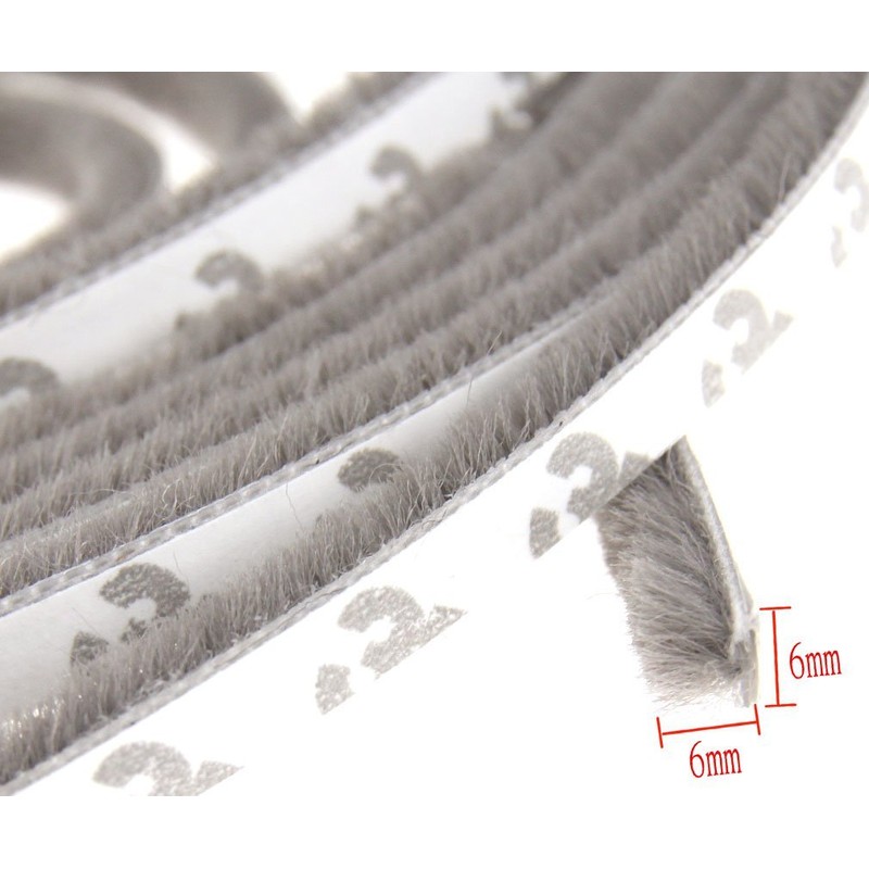 2PCS 6mm x 6mm Door Window Frame Excluder Brush Strip