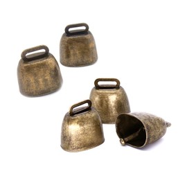 5 Pack Grazing Copper Bells, Metal Cow Bells for Dogs, Animal Copper Loud Bronze Bell, Small Brass Bell, for Cow Horse Sheep Cats Small Pets Anti-Theft Accessories (Bronze), 1, Brass Bronze Iron,