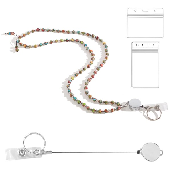 ID Badges and Keys Lanyard, Beaded Lanyards for Women and