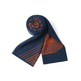 WANYING Men's 6% Wool Knitted Scarf Men's Scarf Wool Scarf for Winter Autumn Casual Business Gentleman - Dark Blue & Orange, J03 Dark Blue & Orange, 180 × 30 cm