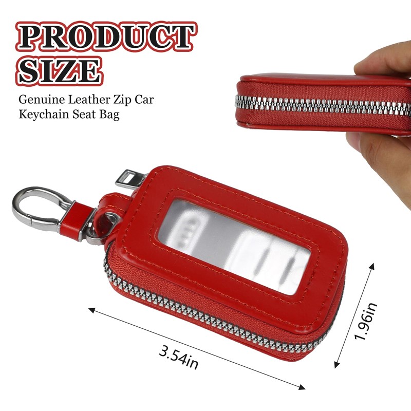 Hbxdeco Car Key Case, Leather Zipper Car Key Fob Holder