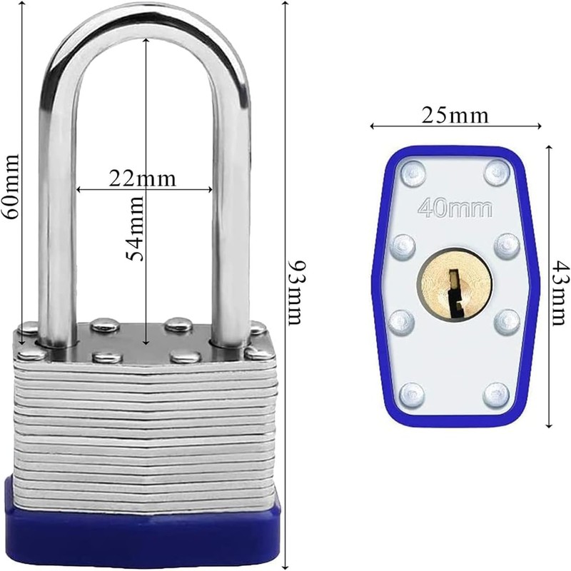 2 Pack Padlock with Keys,40mm Long Shackle Padlocks Outdoor Heavy