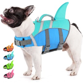 Doglay Dog Shark Life Jacke,Superior Buoyancy Dog Life Vest with Rescue Handle Reflective Stripes & Shark Fin, Ripstop Pet Preserver Swim Vest for Small Medium Large Dogs
