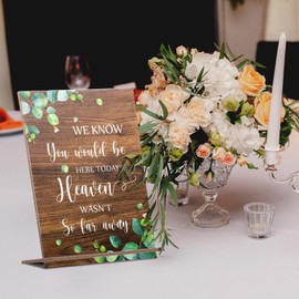 Blulu Wedding Memorial Sign Wooden Sign We Know You Would Be Here If Heaven Wasn't So Far Away Memorial Rustic Table Sign for Wedding(Elegant Style)