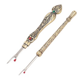 HERCHR 2Pcs Metal Seam Ripper Set,Seam Ripper Thread Remover Tool,DIY Metal Hand Stitch Remover Thread Remover for Needlework Leatherwork(bronze)