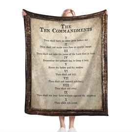 Christian Bible Blanket 10 Commandments Throw Blanket Christian Gifts and Decor Religious Bible Verse Blanket for Women Men Girls Boys Soft Warm Cozy Fleece Blanket for Couch Sofa ​Bed 50"x40"