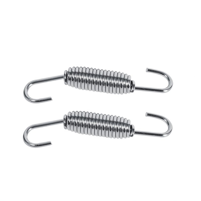 Qiilu 2x Motorcycle Exhaust System Fully Rotating Mounting Springs Stainless