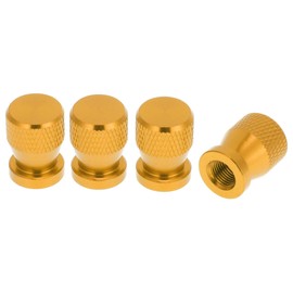 HEROFFIX 4 Pcs Net Pattern Tire Valve Stem Caps Decorative Tyre Valve Dust Covers 7x19mm Gold Tone Aluminum Alloy