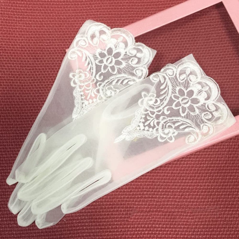 Bloomlove Wedding Gloves, Short Wedding Gloves, Lace, Wedding, Brides (Pure