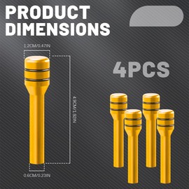HEVLE 4PCS Car Door Lock Knobs, Vehicle Lift Bolt, Aluminum Alloy Cover Decor, 0.47" x 1.93" Automotive Switches, Universal Accessories Safety Pin (Gold)
