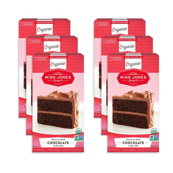 Miss Jones Baking Organic Cake and Cupcake Mix, Non-GMO, Vegan-Friendly, Moist and Fluffy: Chocolate (Pack of 6)