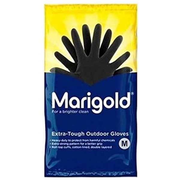 Marigold Unisex Rubber Gloves, Black, M Pack of 6 UK