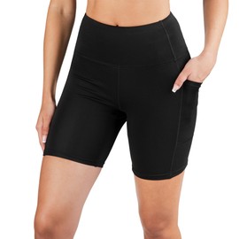 Be Relax Women's Swim Shorts High-Waisted Board Shorts with Pockets UPF50+ Quick Dry Beach Shorts, Black, X-Small