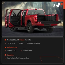 A-Premium Rear Tailgate Hinge Assembly Compatible with Nissan TITAN 2004 Extended Cab Pickup, Rear Right Passenger Side, Replace# 934807S200, 93480ZH000