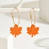 Eioi & Lmnm Acrylic Red Maple Leaf Charm Gold Hoop