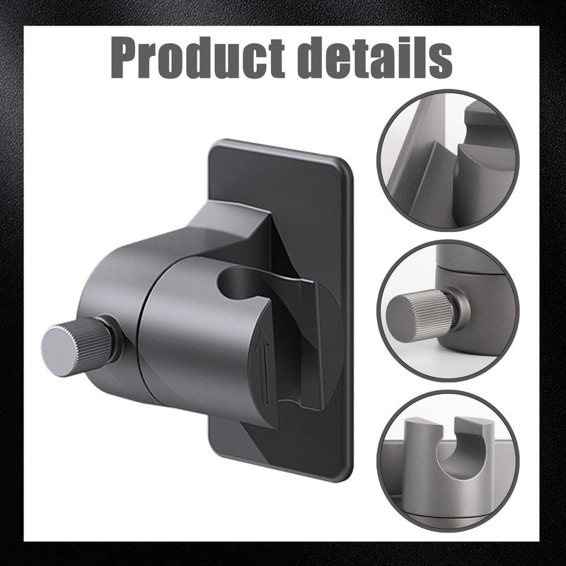 MUNSKT 1pc Shower Head Holder No Drilling, Extra Strong Hold,