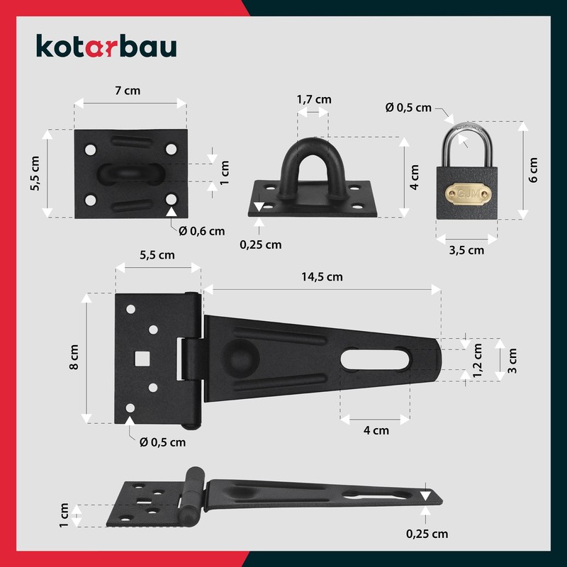 KOTARBAU® Hasp 150 x 45 mm Deadbolt Lock with Padlock