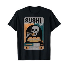 Modern Anime Manga Kawaii Otaku Style Streetwear Skull Sushi T-Shirt