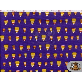 100% Cotton Quilt Prints - Eerie Alley: Candy Corn, Purple Fabric / 45" W / Sold by the yard