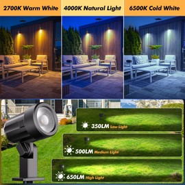 MEIKEE Solar Spot Lights Outdoor, 4-in-1 Solar Landscape Lights, 4W/6V IP66 Waterproof, 2700K/4000K/6500K Outdoor Landscape Spotlights with Remote for Garden Yard Driveway