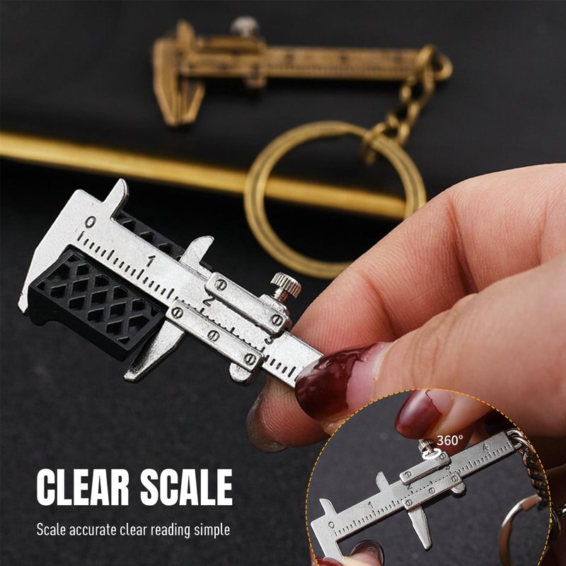 Eowppue 3-Piece Outdoor Multi-Tool Set: Mini Vernier Caliper Keychain &