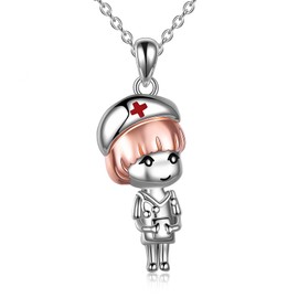 TIGER RIDER Sterling Silver Nurse Ncklace for Women Nursing Student Pendant Necklace Medical Assistant Graduation Christmas Birthday Jewelry Gifts for Nurse Doctor Girlfriend (01- Nurse necklace)