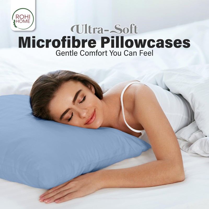 Rohi Microfibre Sky Blue Pillowcases 2 Pack – Ultra Soft
