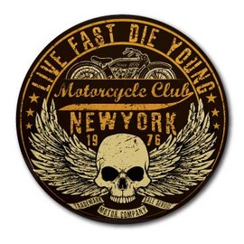 Biker STICKER Motorcycle Harley Helmet LIVE Fast Die YOUNG Skull Vintage BK042 Car Sticker Outdoor OK