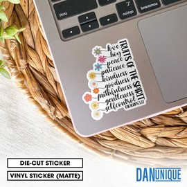 (3Pcs) Galatians 5 22 The Fruit of The Spirit Christ Sticker Bible Christian Religious 2" Waterproof Die-Cut Vinyl Sticker for Laptop Water Bottle Kindle Funny Birthday Gifts for Her Him 2 Inches