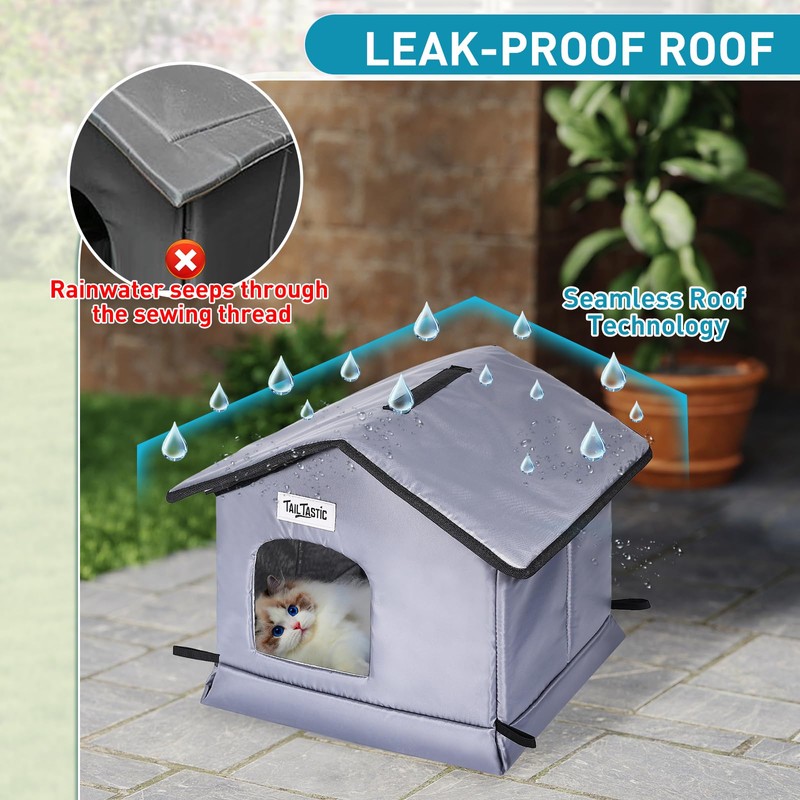 Tailtastic Weatherproof & Insulated Outdoor Cat House -Easy Assembly, Raised