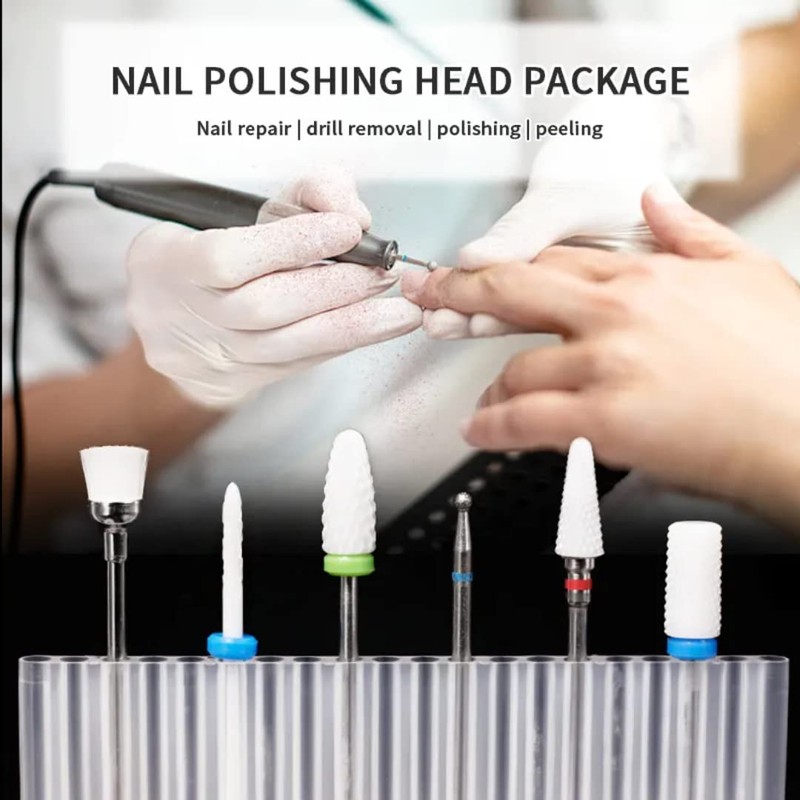 6 pcs juego de brocas ceramica para manicura y pedicura
