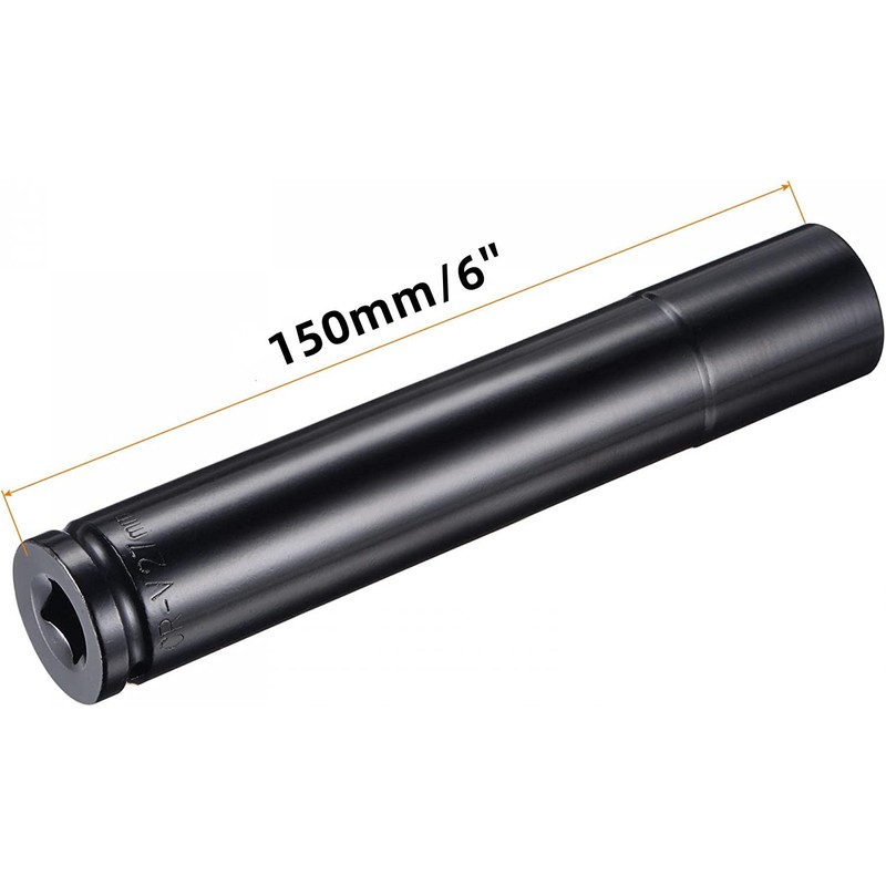 1/2" Drive by Deep Impact Socket, Heat-Treated CR-V Steel 6"