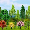 QUOZUO 38PCS Mini Model Miniature Trees, Mixed Model Colourful Trees