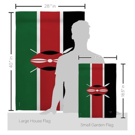 Breeze Decor FK108242-BO Kenya World Nationality Decorative Vertical Kit, House & Garden Flags Set w/Flagpole, Multi-Color