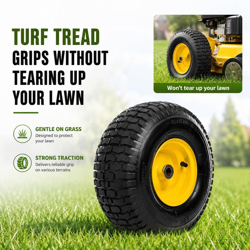 Taifa 15x6.00-6 Pneumatic Tire and Wheel Assembly, 4-Ply Tubeless NHS